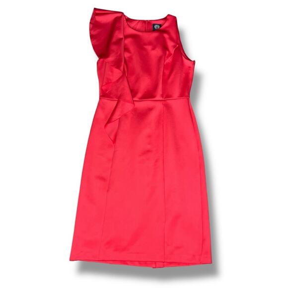 Vince Camuto one sleeve large ruffle red dress NEW - Picture 7 of 9